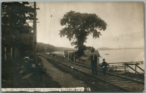 SILVER LAKE NY RAILROAD TRACKS ANTIQUE REAL PHOTO POSTCARD RPPC