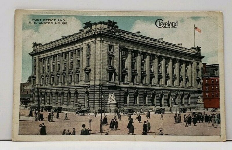 Cleveland Ohio Post Office and US Custom House 1920s Postcard G3