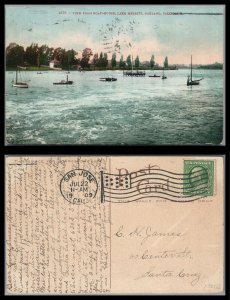 US 1909 Post Card  View Lake Merritt Oakland Ca. Mailed San Jose/Santa Cruz