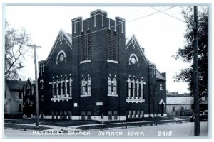 c1910's Methodist Church Street View Car Sumner Iowa IA RPPC Photo Postcard