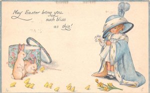 Tuck Published Easter, Babes & Bonnets Series, Girl With Bunnies, AA368-6