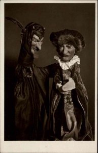 Hand Puppets Devil & King Jugendburg Hohnstein Germany Real Photo Postcard