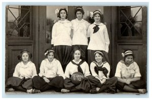 1912 Girls Students Freshmen Greenfield Massachusetts MA RPPC Photo Postcard 