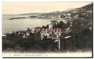 Old Postcard Menton View Taking the border