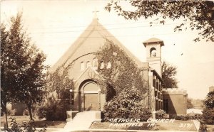 G27/ Fairfield Iowa RPPC Postcard Catholic Church Building c40s 4