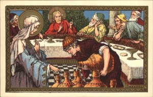 Antique PC DUTCH CATHOLIC Bible Litho The Miracle of Cana's Wedding