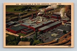 Postcard TN Kingsport Tennessee Bird's Eye View Mead Paper Mill Corporation X18