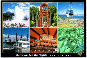 VINTAGE POSTCARD CONTINENTAL SIZE SCENES FROM THE CITY OF ROTORUA NEW ZEALAND