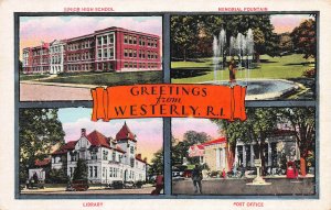 4 Scenes of Westerly, Rhode Island, Early Postcard, Unused