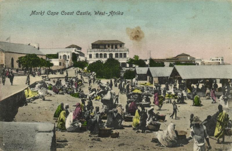 ghana, Gold Coast, CAPE COAST, Castle, Market Scene (1910s) Postcard