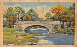 LOUISVILLE KY~BELKNAP BRIDGE-CHEROKEE PARK~1937 POSTCARD