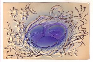 Deeply Embossed, Silkscreened, Glitter, Greeting Easter Eggs,