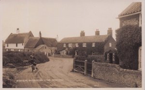 School Cyclist at Bromholme Bacton On Sea Norfolk Real Photo Old Postcard