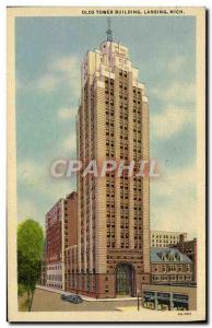 Postcard Old Olds Tower Building Lansing Mich