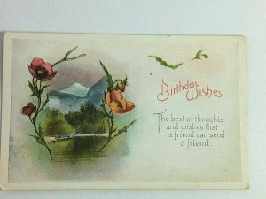 Vintage Postcard 1910's Happy Birthday Best of Thoughts & Wishes Friend Can Send