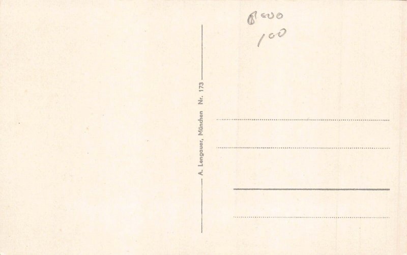 Germany Muenchen Munich Rathaus und Frauenkirche Trams vintage postcard