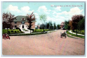 Kansas City Missouri Postcard Warwick Blvd. At 45th Street Residence c1910s Cars