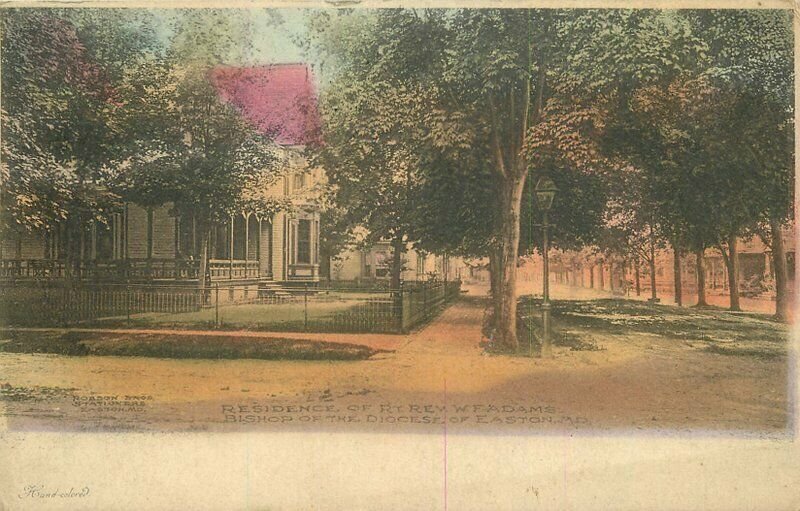 1909 Easton Maryland Hand Colored Residence Adams Robson Postcard 20-5540