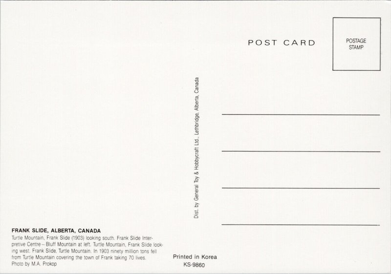 Turtle Mountain Frank Slide Alberta Ab Multiview Unused Postcard F20