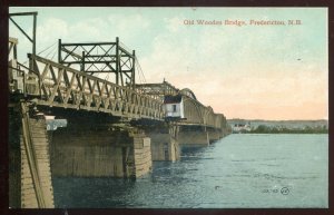 h167 - FREDERICTON New Brunswick Postcard 1909 Old Wooden Bridge