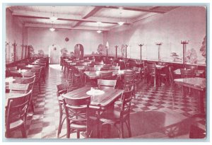 c1950's Richeys Restaurant Interior Dining Set Up New Haven Connecticut Postcard