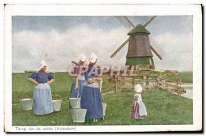 Postcard Old Terug Van Weide Volendam Windmill