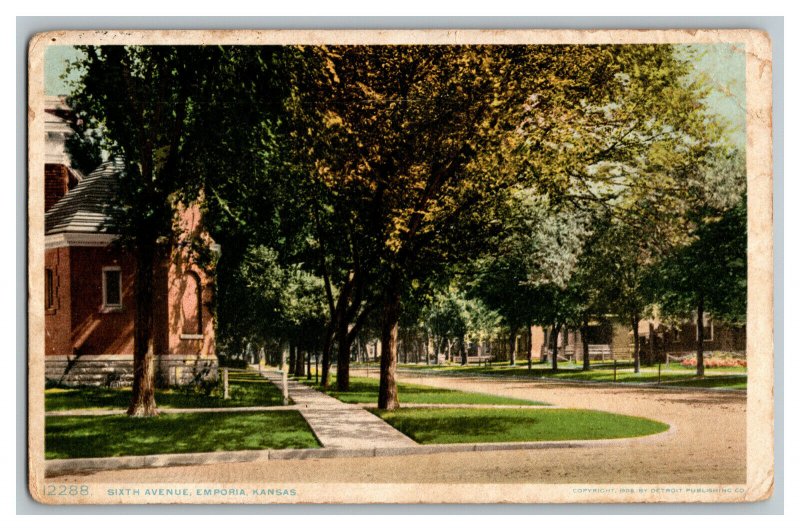 Postcard Sixth Avenue Emporia Kansas Vintage Standard View Card 