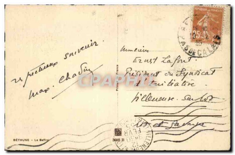 Bethune - The Belfry - Old Postcard