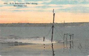San Diego California Military Submarine Pike Diving Vintage Postcard AA43282