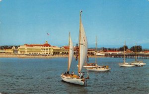 Monterey Bay Yachting SANTA CRUZ, CA Sailboats Boardwalk '50s Vintage Postcard