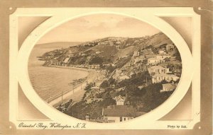 Embossed Postcard Oriental Bay Wellington New Zealand Oval Vignette