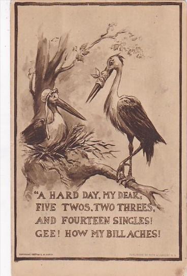 Birth Storks Sitting In Tree A Hard Day My Dear 1912