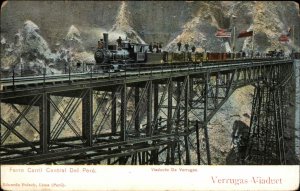 RR Train Trestle Bridge Verrugas Viaduct Ferro Carril Central Del Peru Postcard