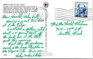 c.1969 Lake Tahoe Emerald Bay California Aerial Chrome VTG Posted Postcard