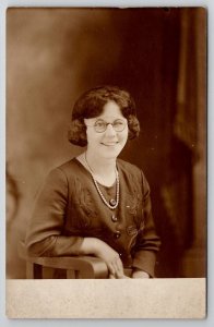 RPPC Pretty High School Teacher Lovely Smile c1930s Real Photo  Postcard S28