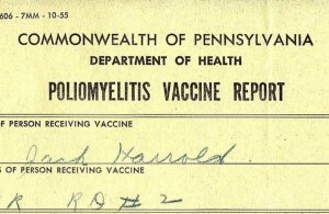 1957 COMMONWEALTH OF PENNSYLVANIA POLIOMYELITIS VACCINE REPORT J HARROLD Z3787