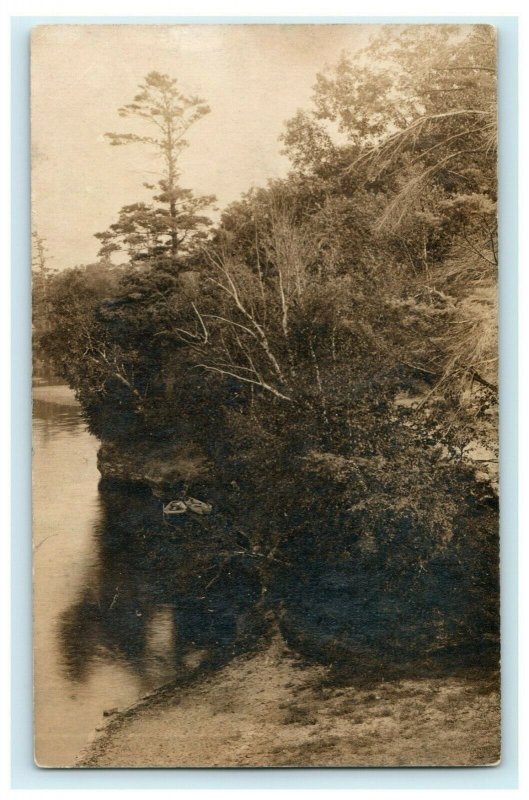 Dixon Illinois 1910 RPPC Photo Lake Boats Searching Vintage Antique Postcard 