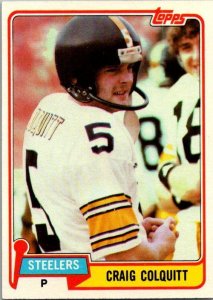 1981 Topps Football Card Craig Colquitt Pittsburgh Steelers sk60481