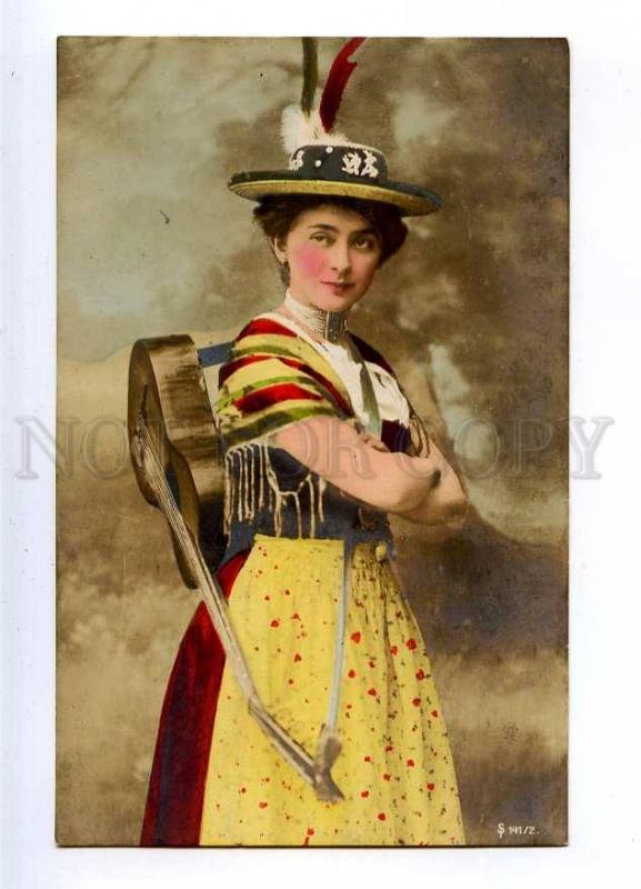 186946 Woman MUSICIAN Dancer GUITAR Vintage PHOTO tinted PC