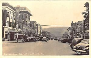 Middlesboro KY Street Store Fronts Movie Marquee Theatre Dick Tracy RP Postcard