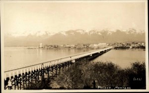 Polson Montana MT Bridge c1930 Real Photo Postcard