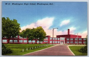 Washington North Carolina~High School Bldg Exterior View~Vintage Linen Postcard