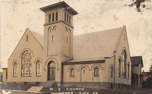 F28/ Homer City Pennsylvania RPPC Postcard c1910 M.E. Church
