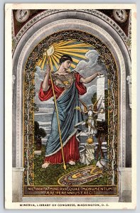 Minerva Library Of Congress Washington D.C. Goddess Of Wisdom Portrait Postcard