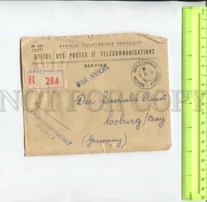 467729 Congo 1957 year real posted registered Brazzaville to GERMANY cover