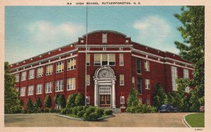 Rutherfordton NC-North Carolina, High School Brick Building Vintage Postcard