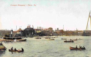 Cramps Shipyard Tug Row Boats Philadelphia Pennsylvania 1905c postcard