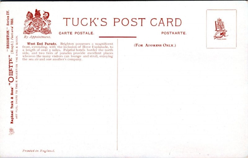 Postcard UK ENG Sussex Tuck Brighton 7052 - The West End Parade 