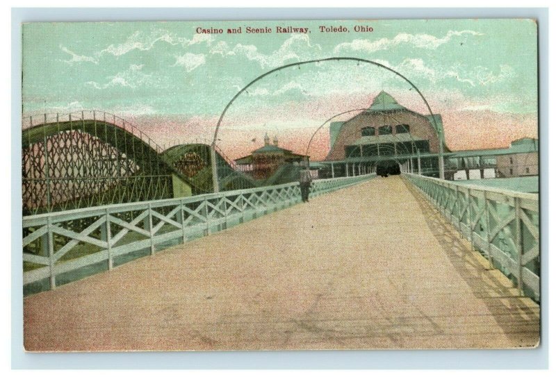 Circa 1905-10 Casino & Scenic Railway Roller Coaster Pier Toledo Vintage P3 