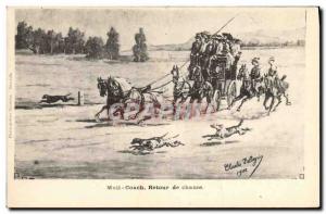 Postcard Old Dogs Dog Hunting hounds was hunting Mail Coach Back